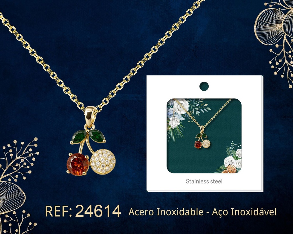 Colgante chapado en oro 14K con circonita - Joyería premium