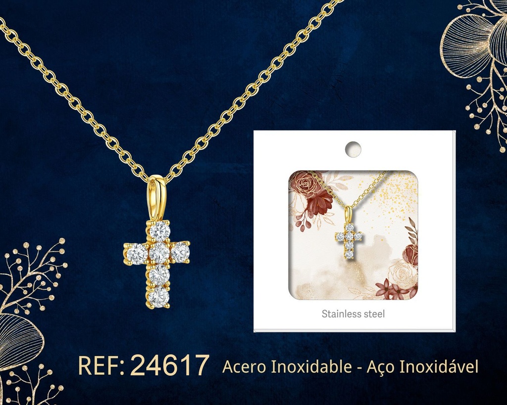 Colgante chapado en oro 14K con circonita - Joyería premium