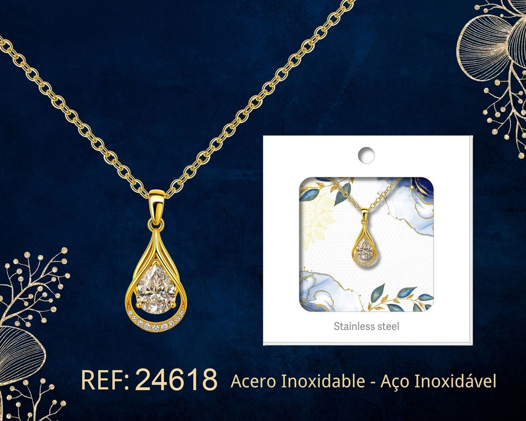 Colgante chapado en oro 14K con circonita - Joyería premium