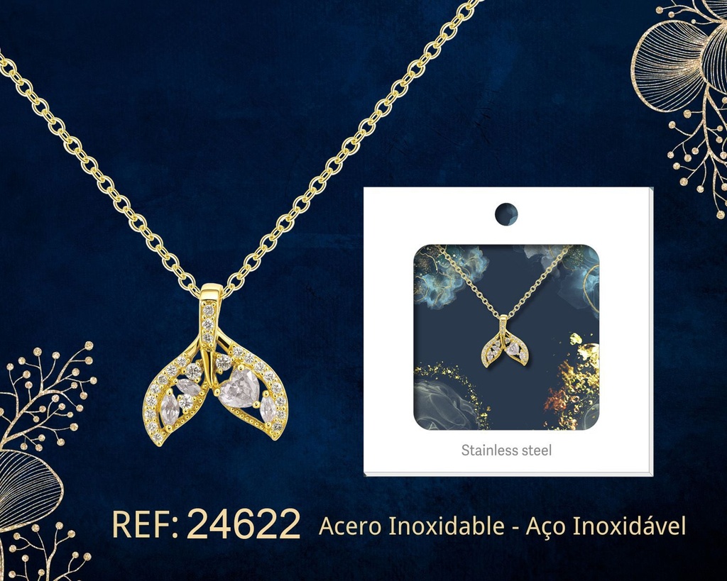 Colgante chapado en oro de 14K con circonita - Joyería premium de alta calidad