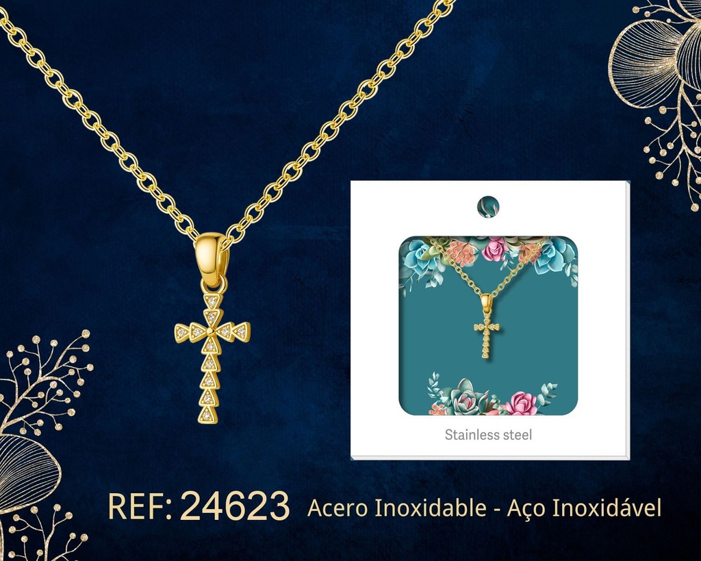 Colgante chapado en oro de 14K con circonita - Joyería premium de alta calidad