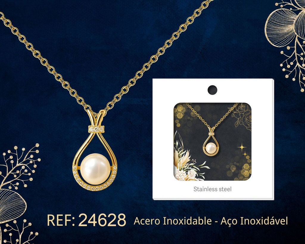 Colgante chapado en oro de 14K con circonita - Joyería premium de alta calidad