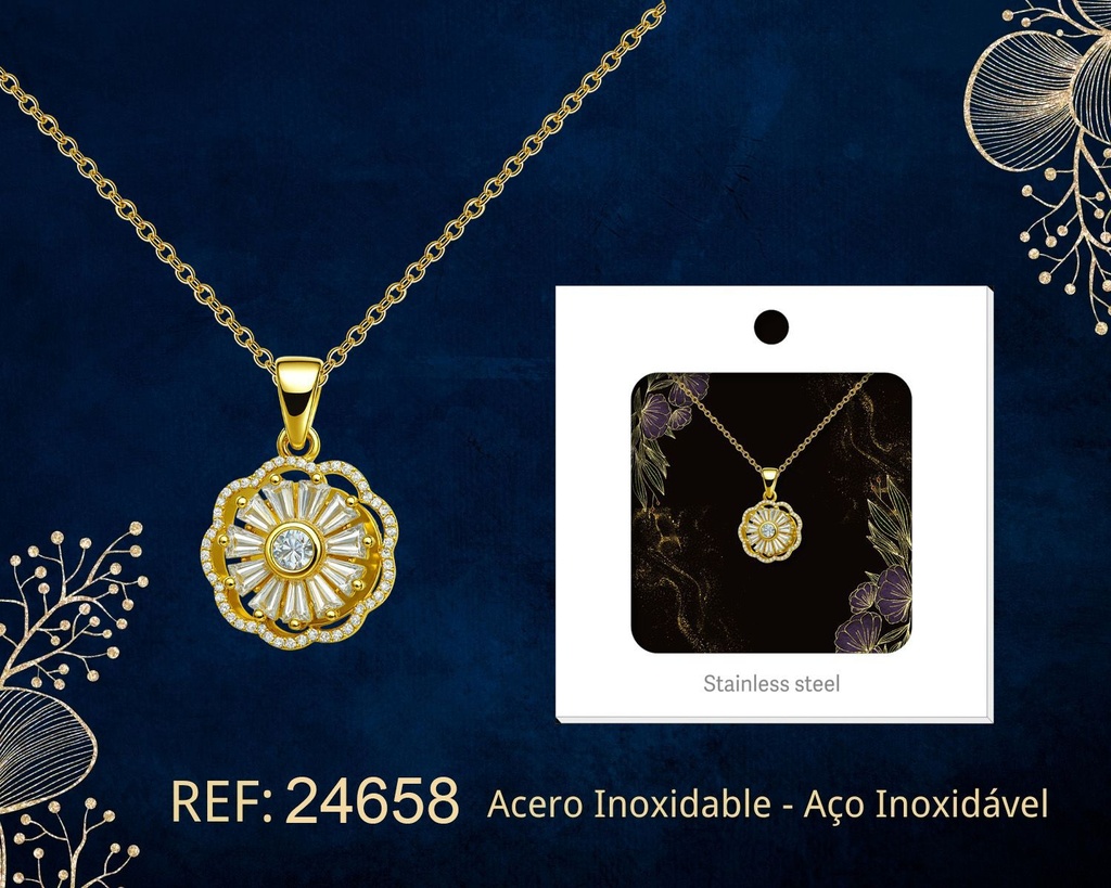 Colgante chapado en oro de 14K con circonita - Joyería premium de alta calidad