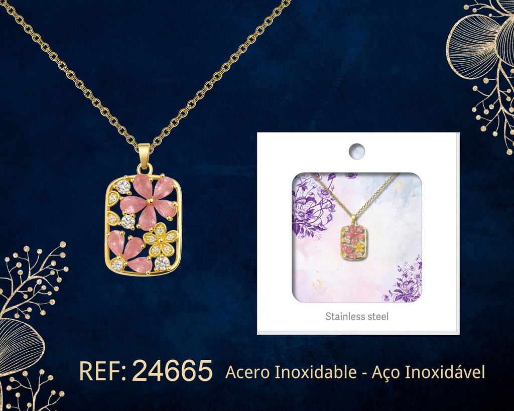 Colgante chapado en oro de 14K con circonita - Joyería premium de alta calidad