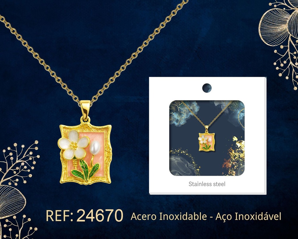 Colgante chapado en oro de 14K con circonita - Joyería premium de alta calidad