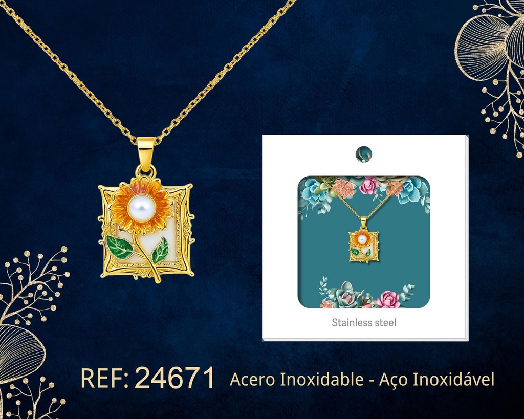 Colgante chapado en oro de 14K con circonita - Joyería premium de alta calidad