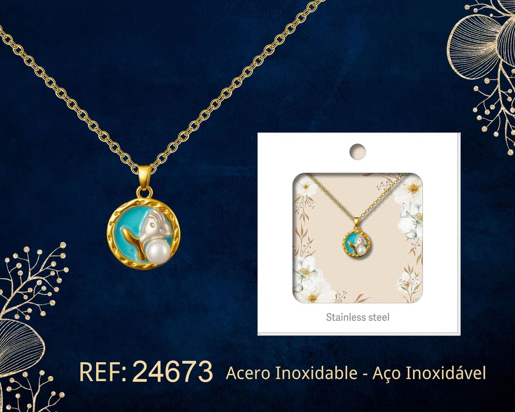 Colgante chapado en oro de 14K con circonita - Joyería premium de alta calidad
