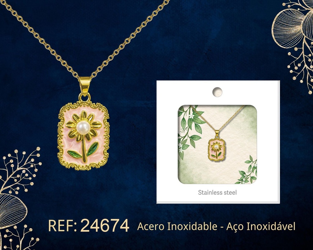 Colgante chapado en oro de 14K con circonita - Joyería premium de alta calidad