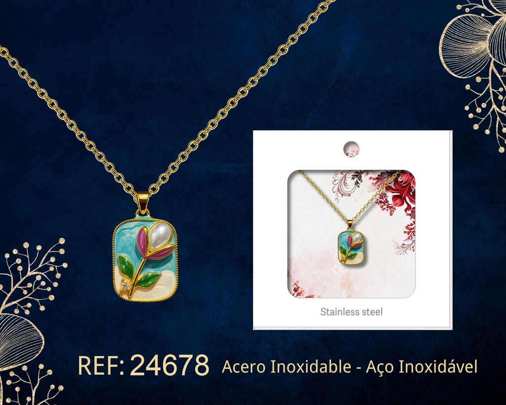 Colgante chapado en oro de 14K con circonita - Joyería premium de alta calidad
