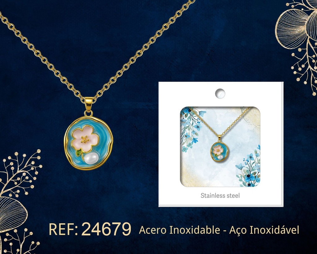 Colgante chapado en oro de 14K con circonita - Joyería premium de alta calidad