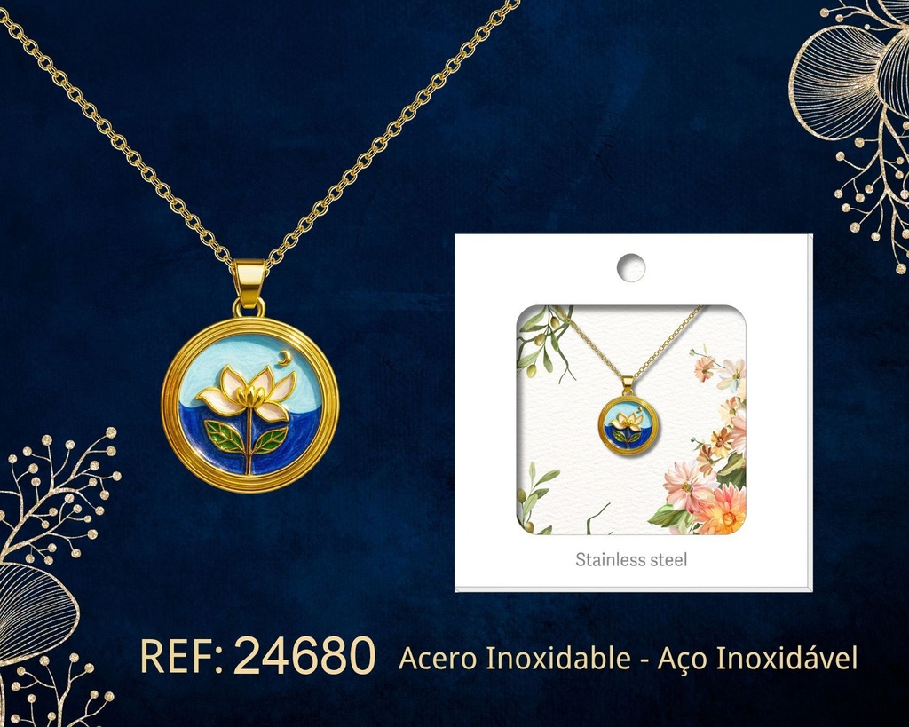 Colgante chapado en oro de 14K con circonita - Joyería premium de alta calidad