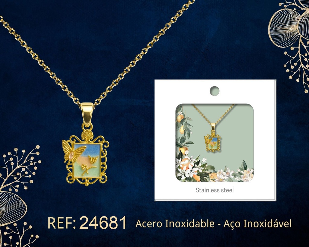 Colgante chapado en oro de 14K con circonita - Joyería premium de alta calidad