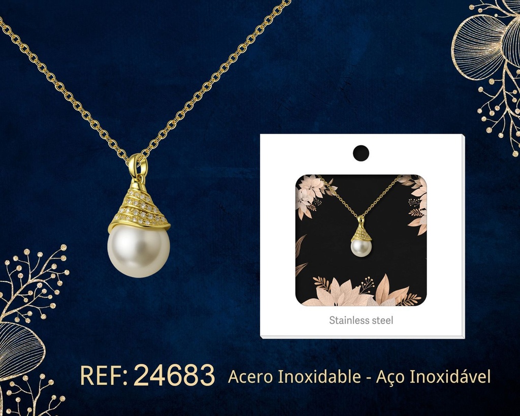 Colgante chapado en oro de 14K con circonita - Joyería premium de alta calidad