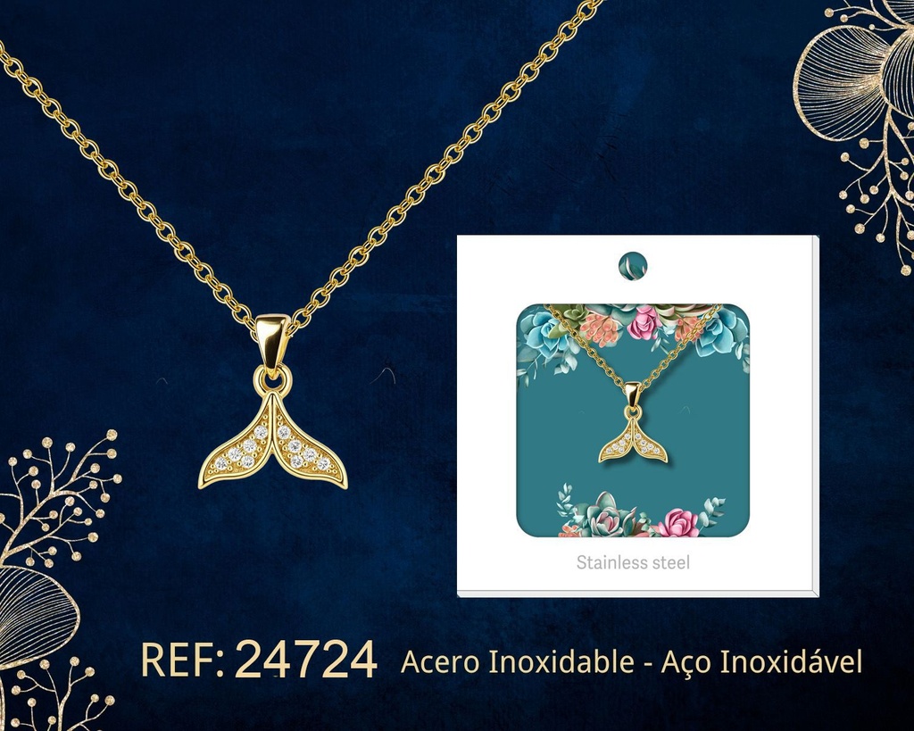Colgante chapado en oro de 14K con circonita - Joyería premium de alta calidad