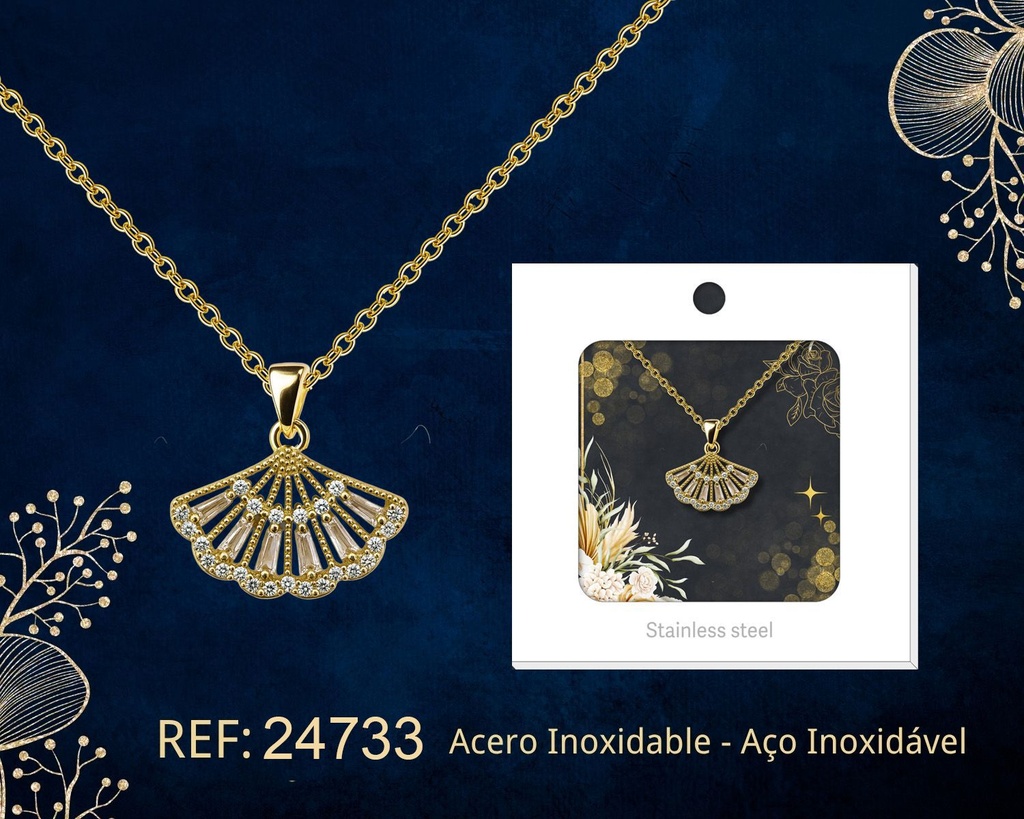 Colgante chapado en oro de 14K con circonita - Joyería premium de alta calidad