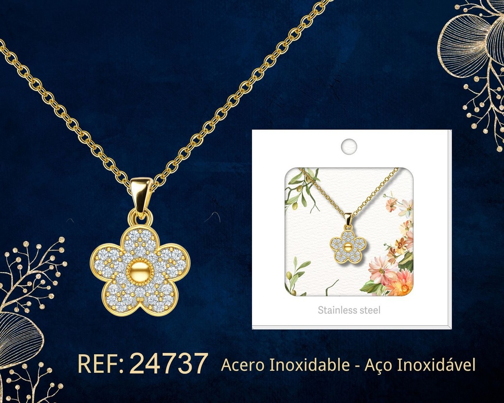 Colgante chapado en oro de 14K con circonita - Joyería premium de alta calidad