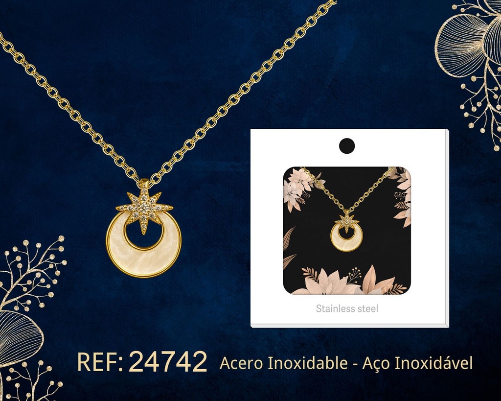 Colgante chapado en oro de 14K con circonita - Joyería premium de alta calidad