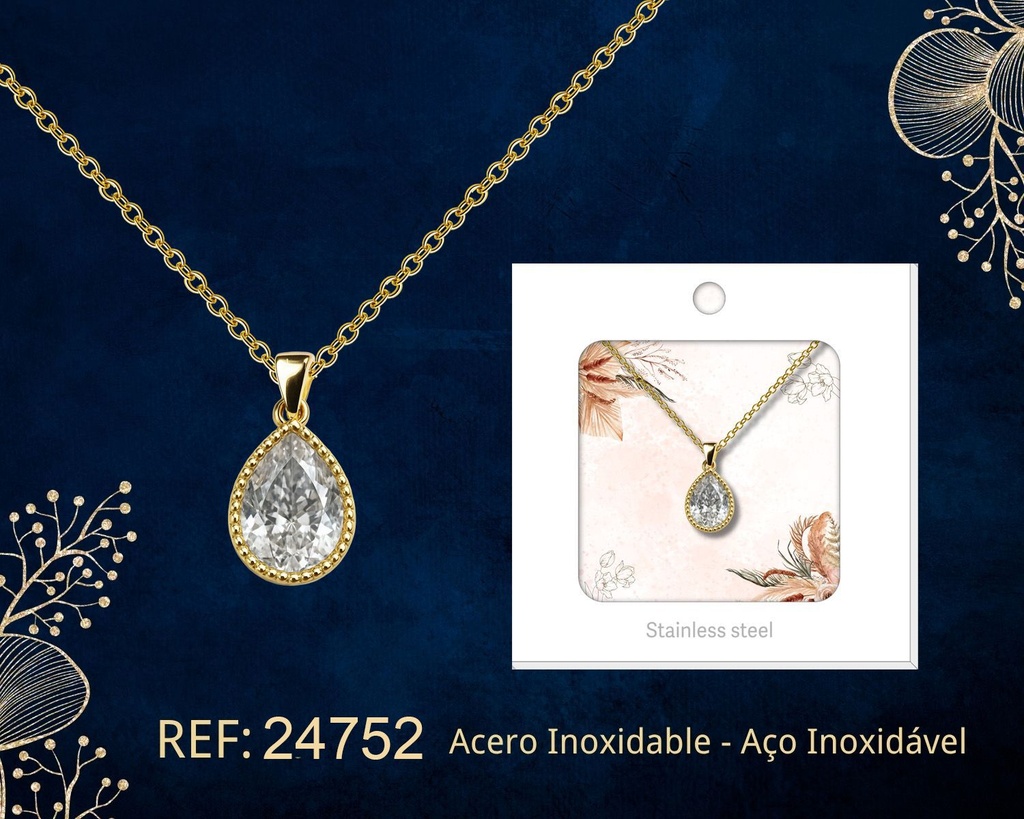 Colgante chapado en oro de 14K con circonita - Joyería premium de alta calidad