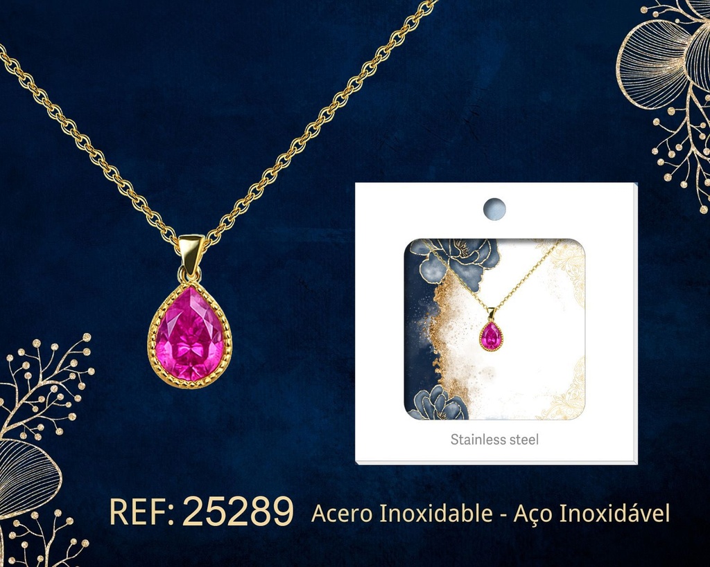 Colgante chapado en oro de 14K con circonita - Joyería premium de alta calidad