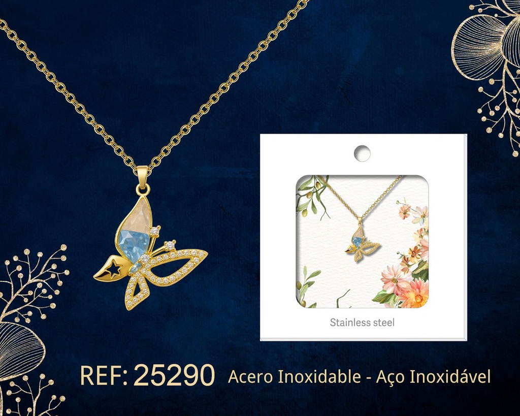 Colgante chapado en oro de 14K con circonita - Joyería premium de alta calidad