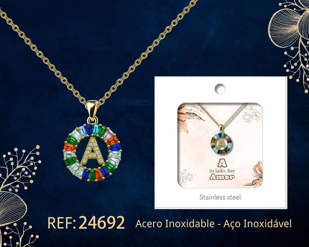 Colgante letra A chapado en oro de 14K con circonita - Joyería personalizable en oro