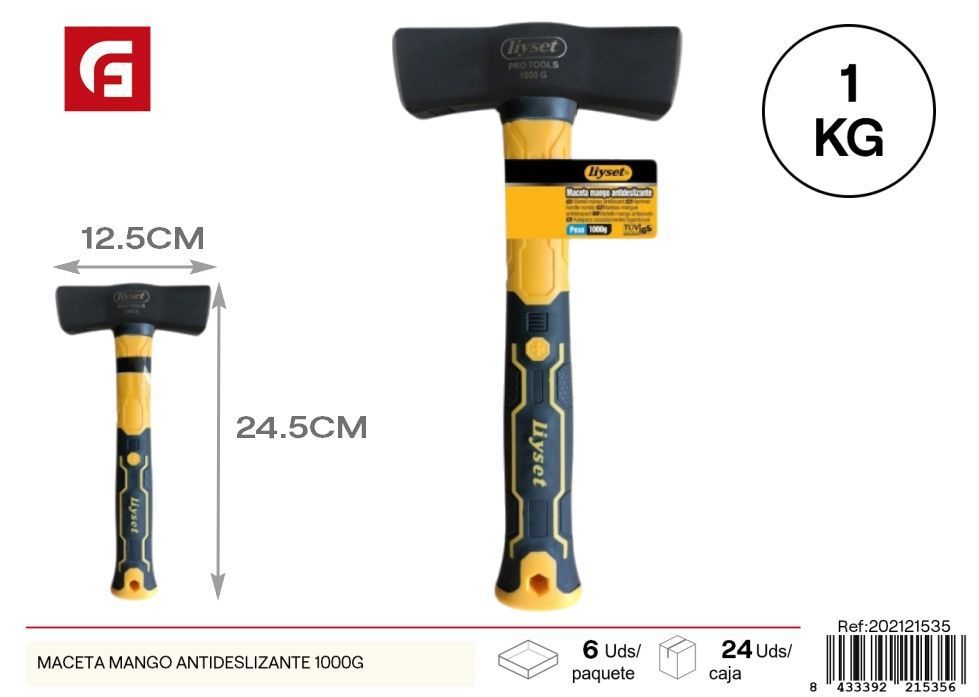 Maza de 1000 g con mango antideslizante - Herramientas de ferretería y construcción