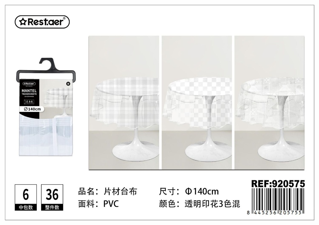 Mantel PVC transparente redondo φ140 cm - Accesorios de textil y mesa