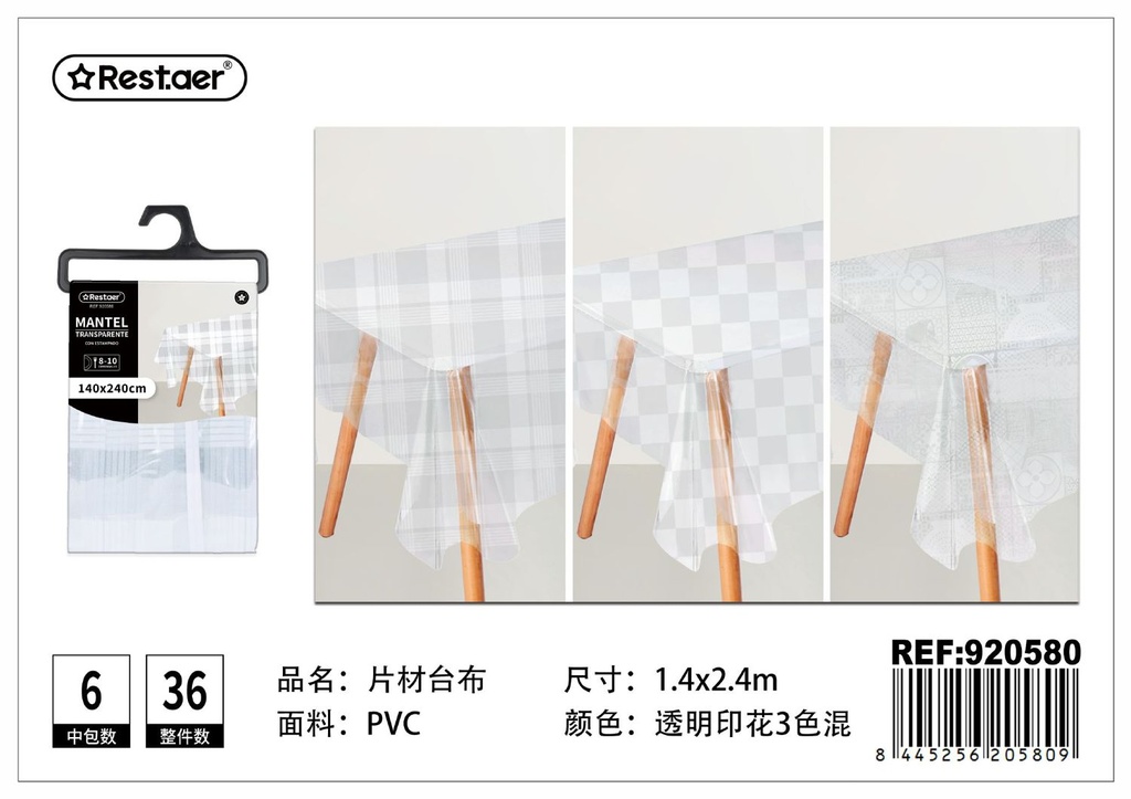 Mantel PVC transparente (140x240 cm) - Accesorios de textil y mesa