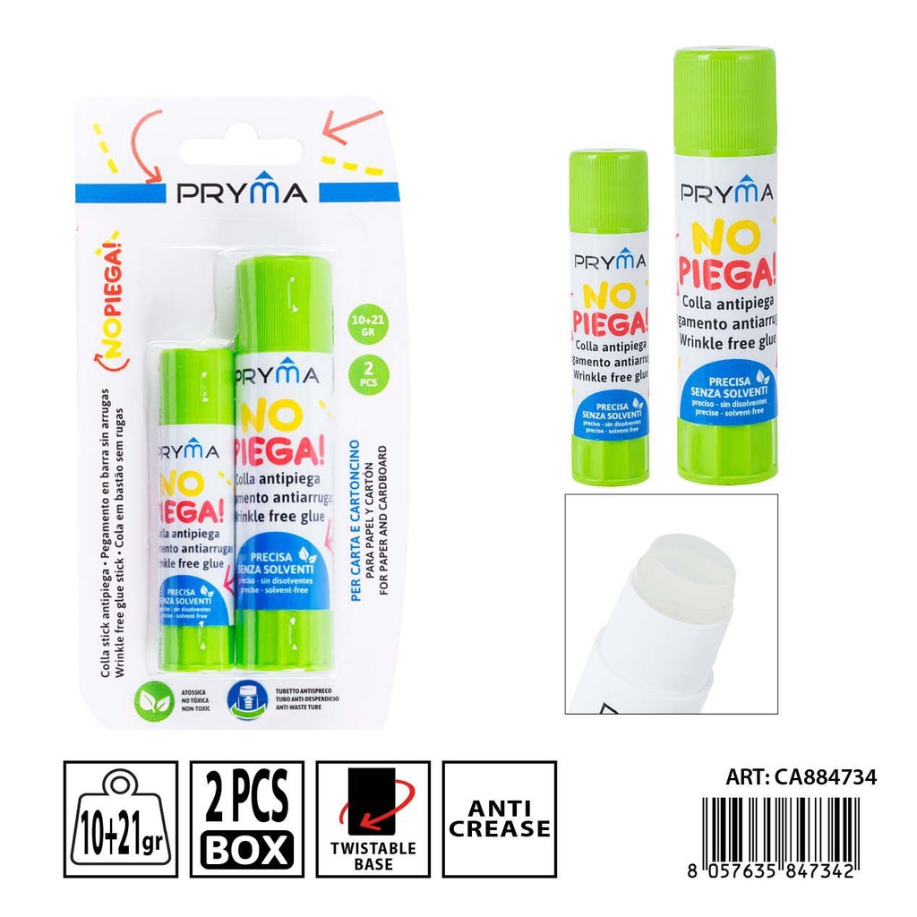 Pegamento en barra sin arrugas 21g + 10g 2 piezas - Utensilios de pegado escolar