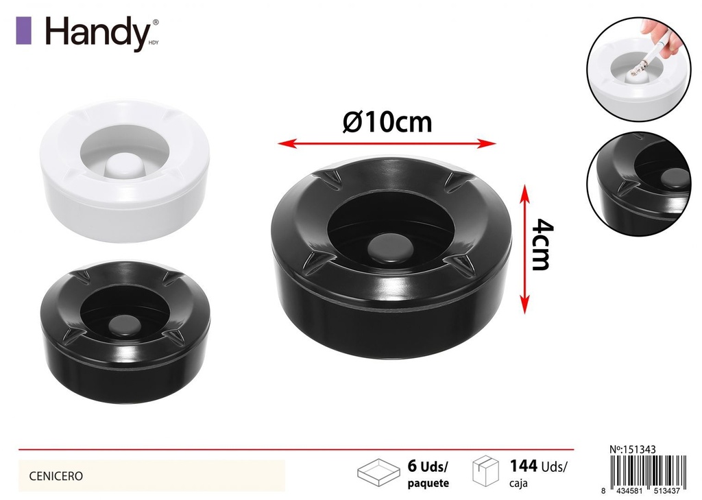 Cenicero de cerámica negro y blanco de 10 cm - Ceniceros decorativos para el hogar