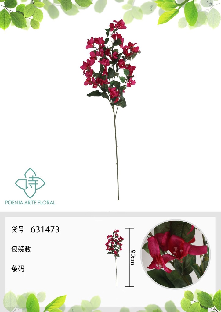 Vara de triángulo de flores artificiales 90 cm - Flores artificiales decorativas