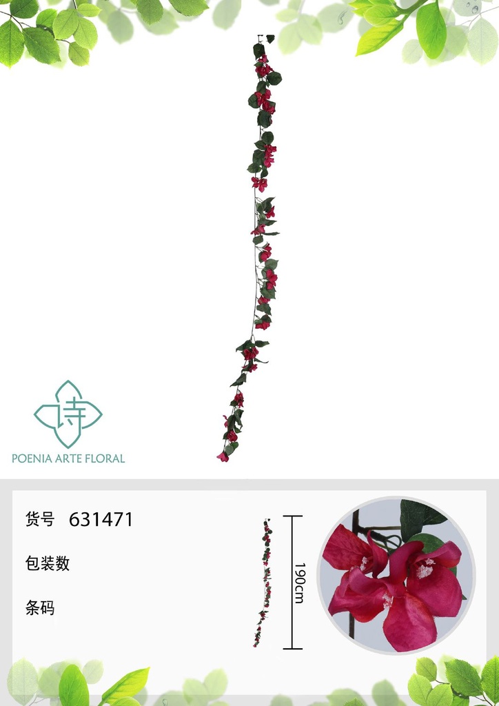 Vara de triángulo artificial 1.8 m - Flores artificiales decorativas