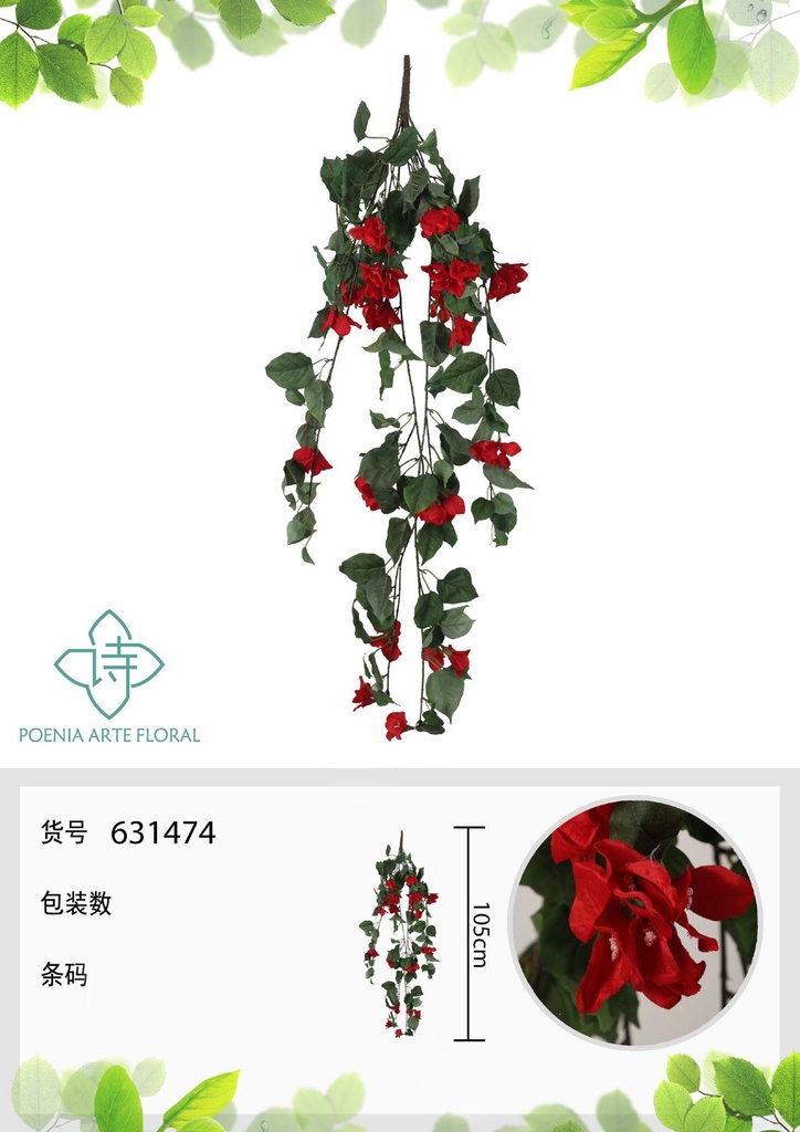 Vara de triángulo colgante 105 cm - Flores artificiales decorativas