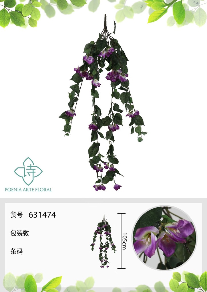 Vara de triángulo colgante 105 cm - Flores artificiales decorativas