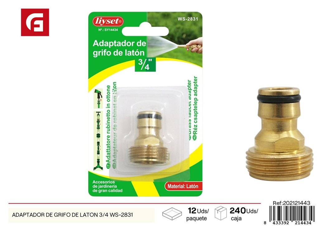 Adaptador de grifo de latón 3/4 WS-2831 - Accesorios de jardín