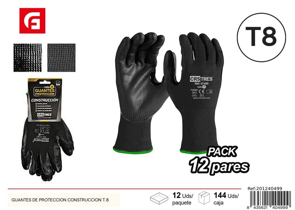 Guantes de protección para construcción T.8 - Herramientas de trabajo