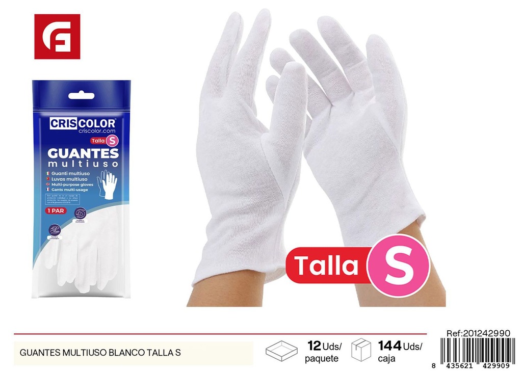 Guantes multiusos blancos talla S - Herramientas de trabajo
