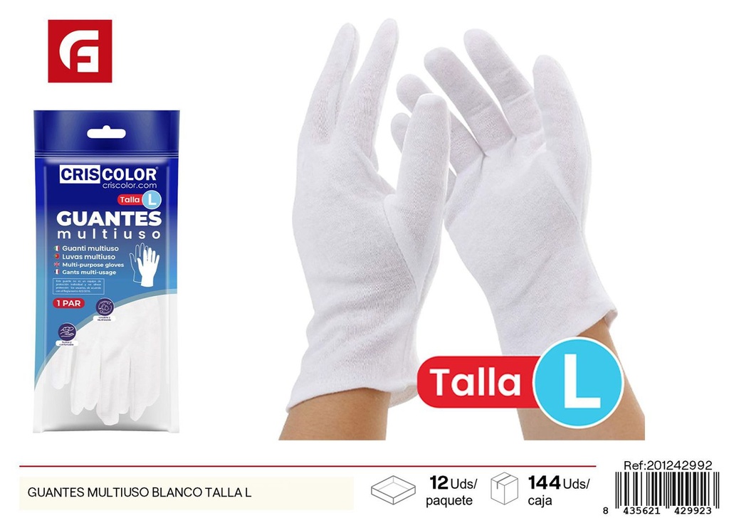Guantes multiusos blancos talla L - Herramientas de trabajo