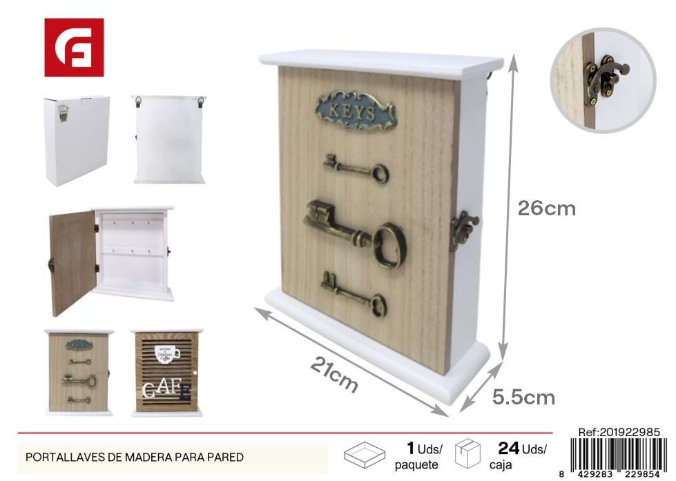 Portallaves de madera para pared - Ferretería y hogar