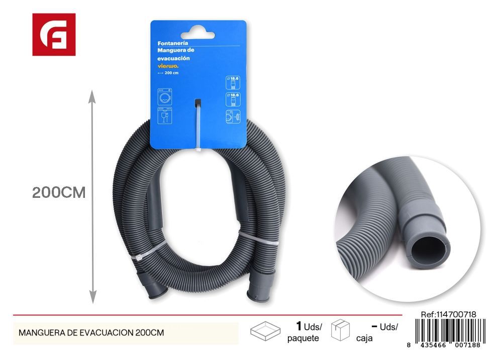 Manguera de evacuación 200 cm - Accesorios de plomería