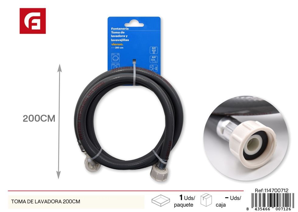 Toma de lavadora 200 cm - Accesorios de baño y duchas
