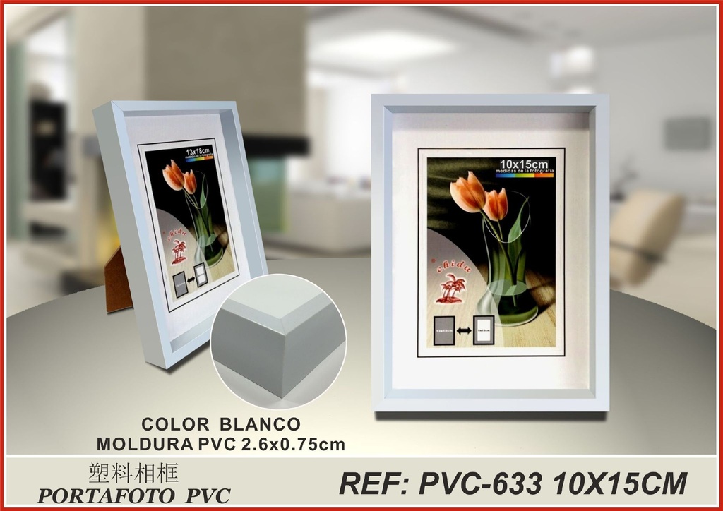Portafoto blanco PVC-633 10x15 cm - Marco de fotos simple