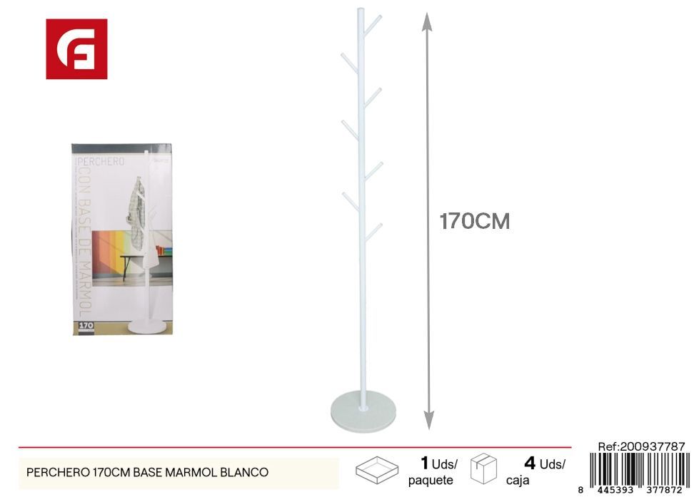 Perchero de 170 cm con base de mármol blanco - Muebles y decoración del hogar