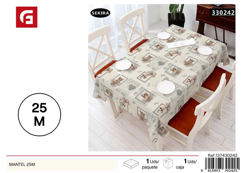 Mantel común de textura estampada 25m - Manteles para mesa y decoración