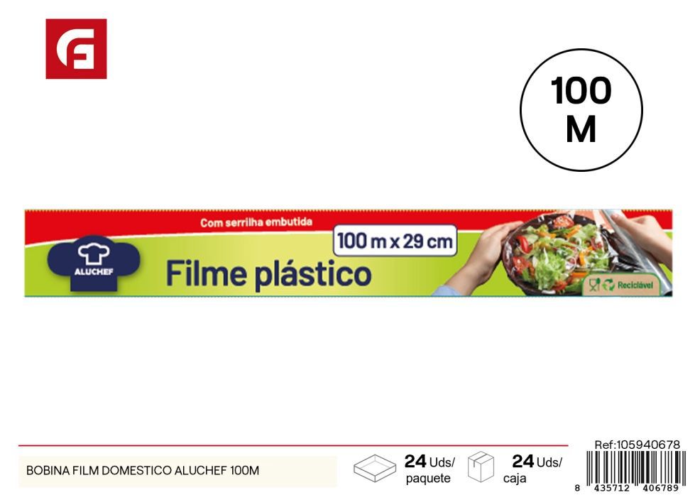 Bobina de film doméstico Aluchef 100m - Utensilios de cocina y envolturas