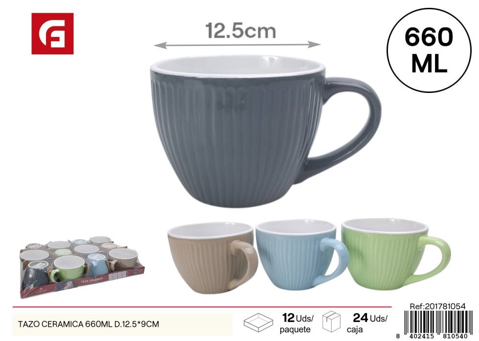 Taza de cerámica 660ml D.12.5*9cm - Vasos y tazas de cerámica