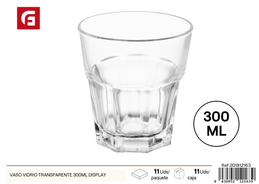 Vaso de vidrio transparente 300ml - Vasos y copas de vidrio