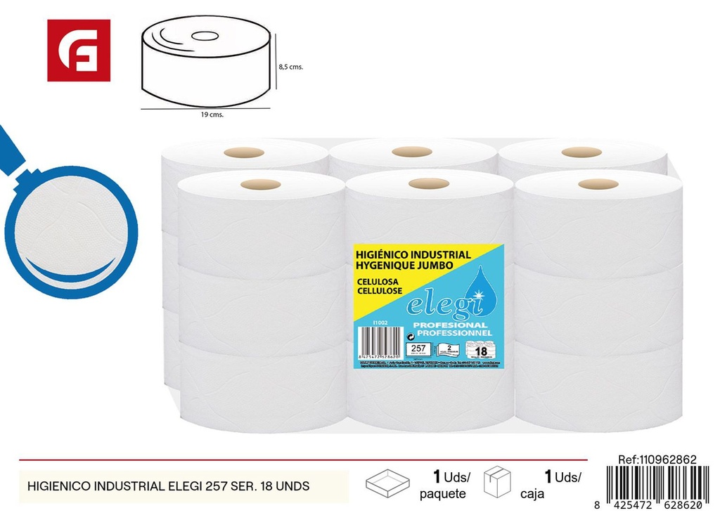 Papel higiénico industrial Elegi 257 ser. 18 unids - Accesorios de limpieza