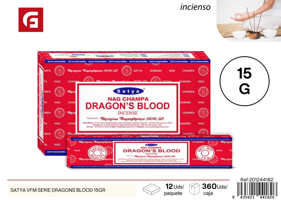 Incienso Dragón de sangre Satya VFM 15g - Ambientadores y velas aromáticas