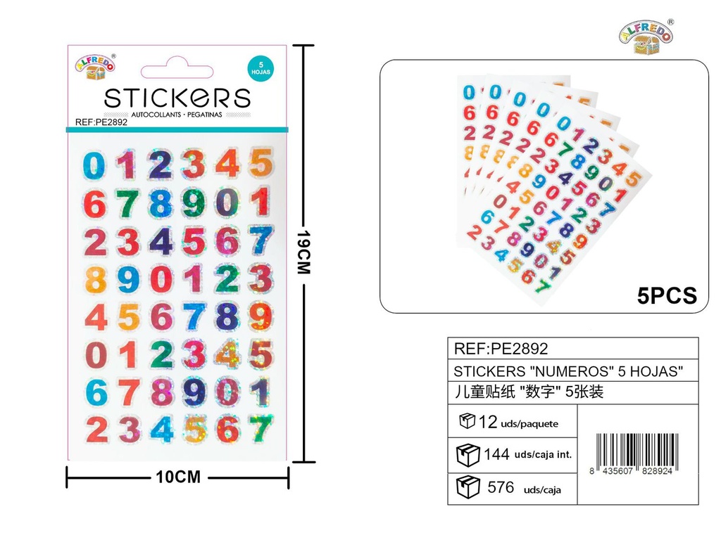 Stickers "Números" 5 hojas 10x19 cm - Artículos de papelería